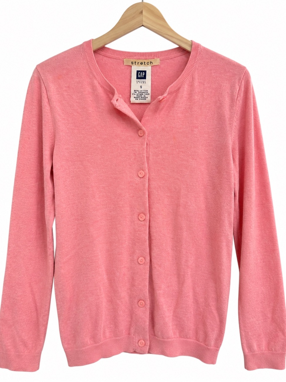 GAP Pink Cardigan Women’s S Cotton Stretch Button Front Coquette Preppy Sweater